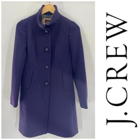 J. Crew Jackets & Blazers - J. Crew Eggplant Purple Wool Longline Pea Coat Preppy Quiet Luxury Jacket Size 2
